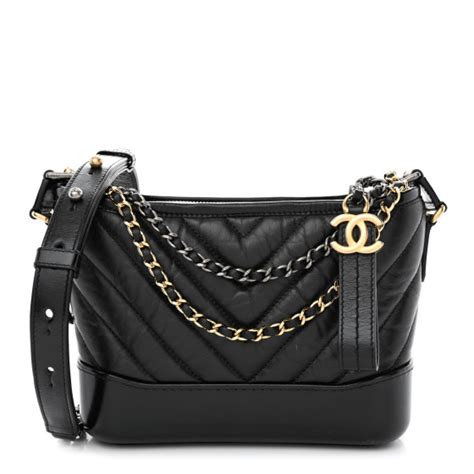 chanel aged calfskin chevron quilted small gabrielle hobo black